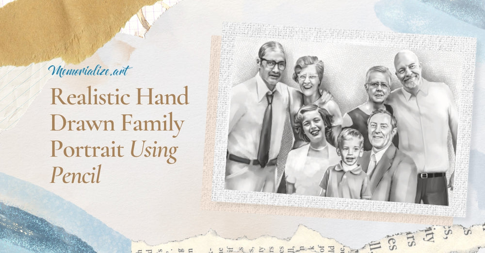 Realistic Hand Drawn Family Portrait Using Pencil