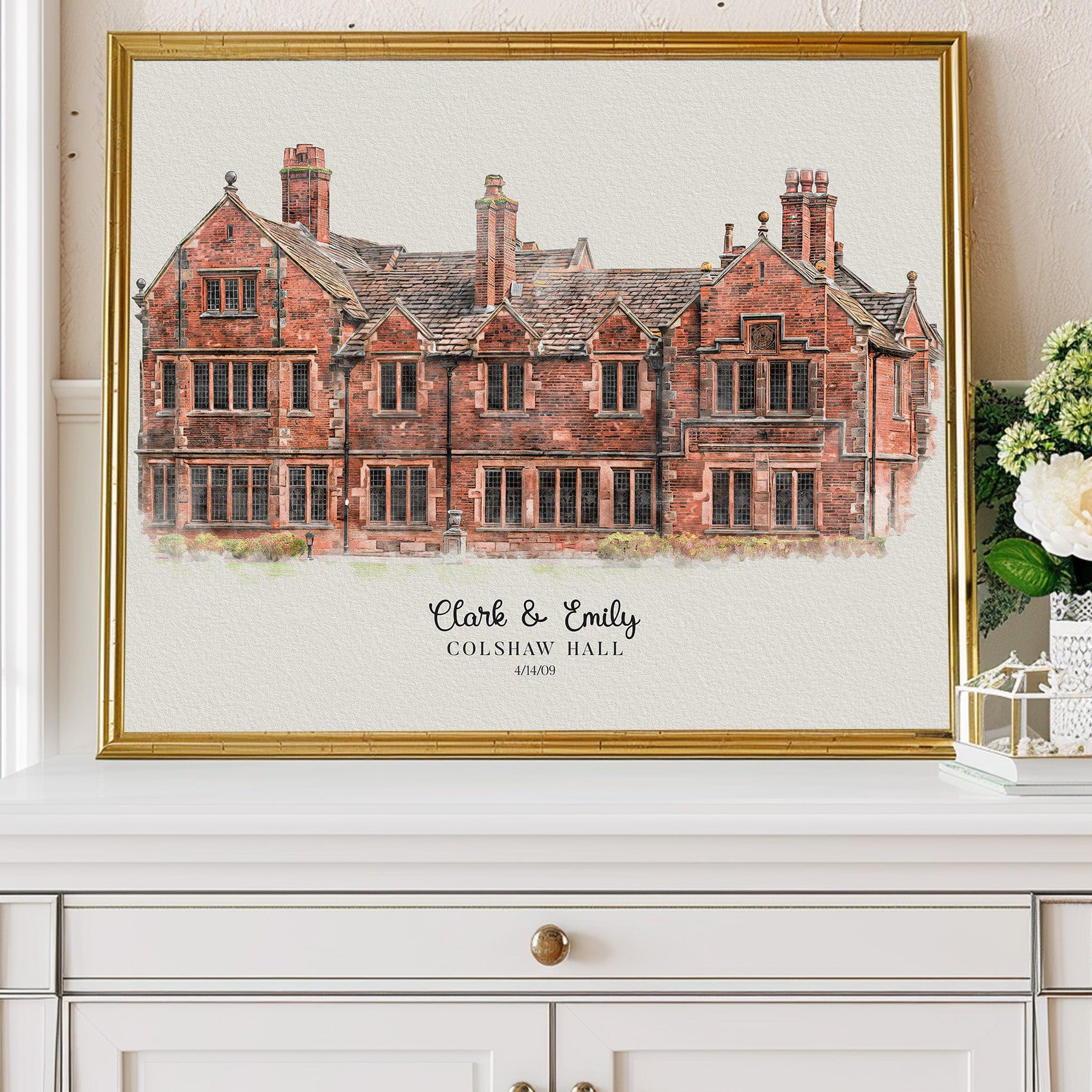 Watercolor Wedding Venue Portrait
