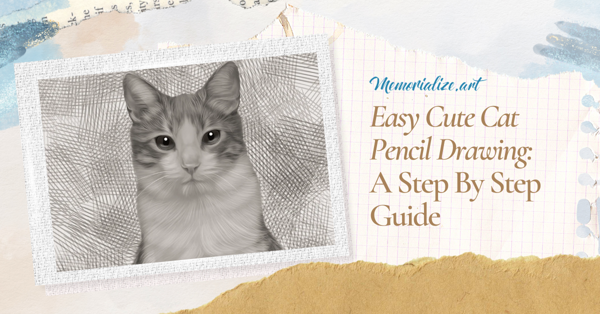 Easy Cute Cat Pencil Drawing | A Step By Step Guide | Memorialize Art