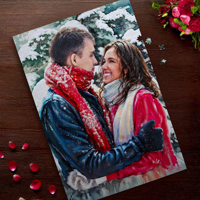 Couple Watercolor Portrait Puzzle