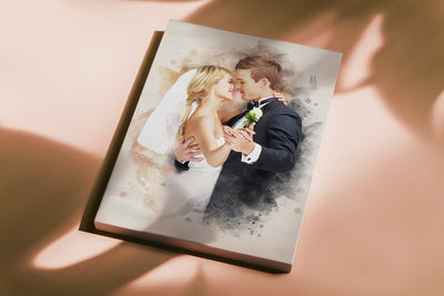 wedding canvas painting of a lovely couple