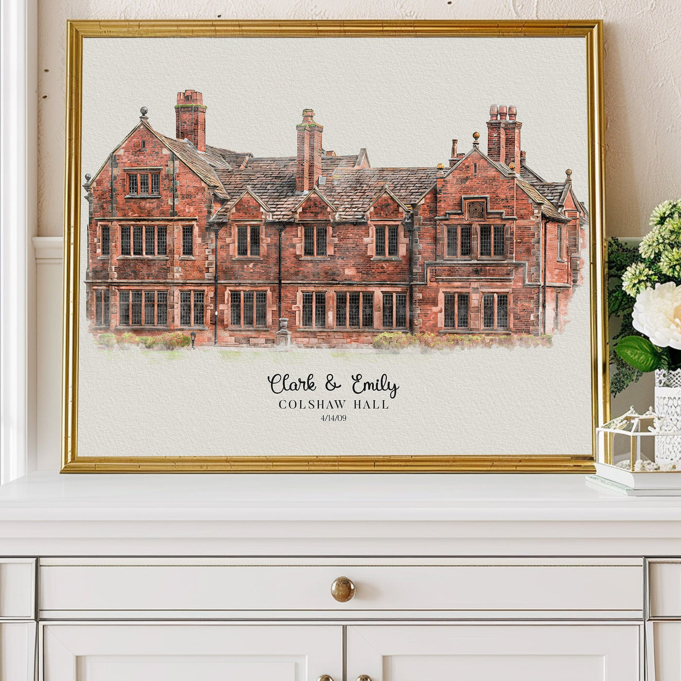 Watercolor Wedding Venue Portrait