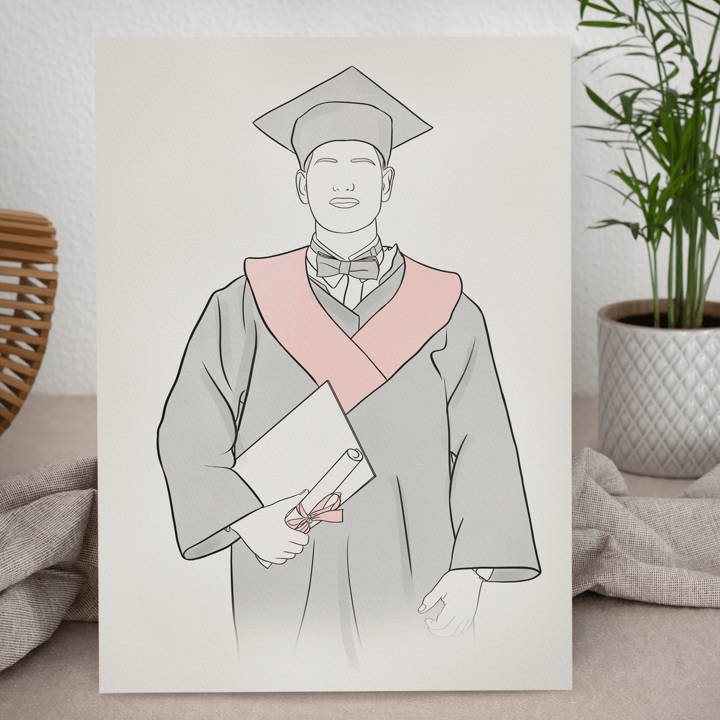 graduation lineart of a graduating male student