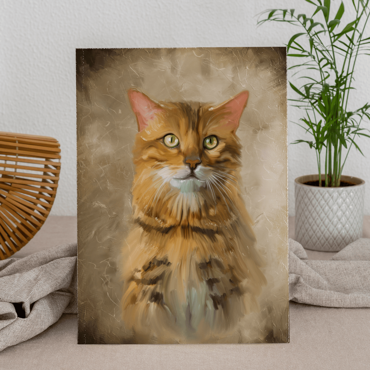 acrylic cat painting of an adorable fur cat