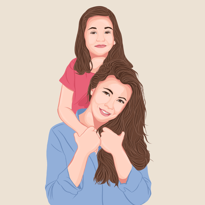 mother vector art of a mom with her daughter