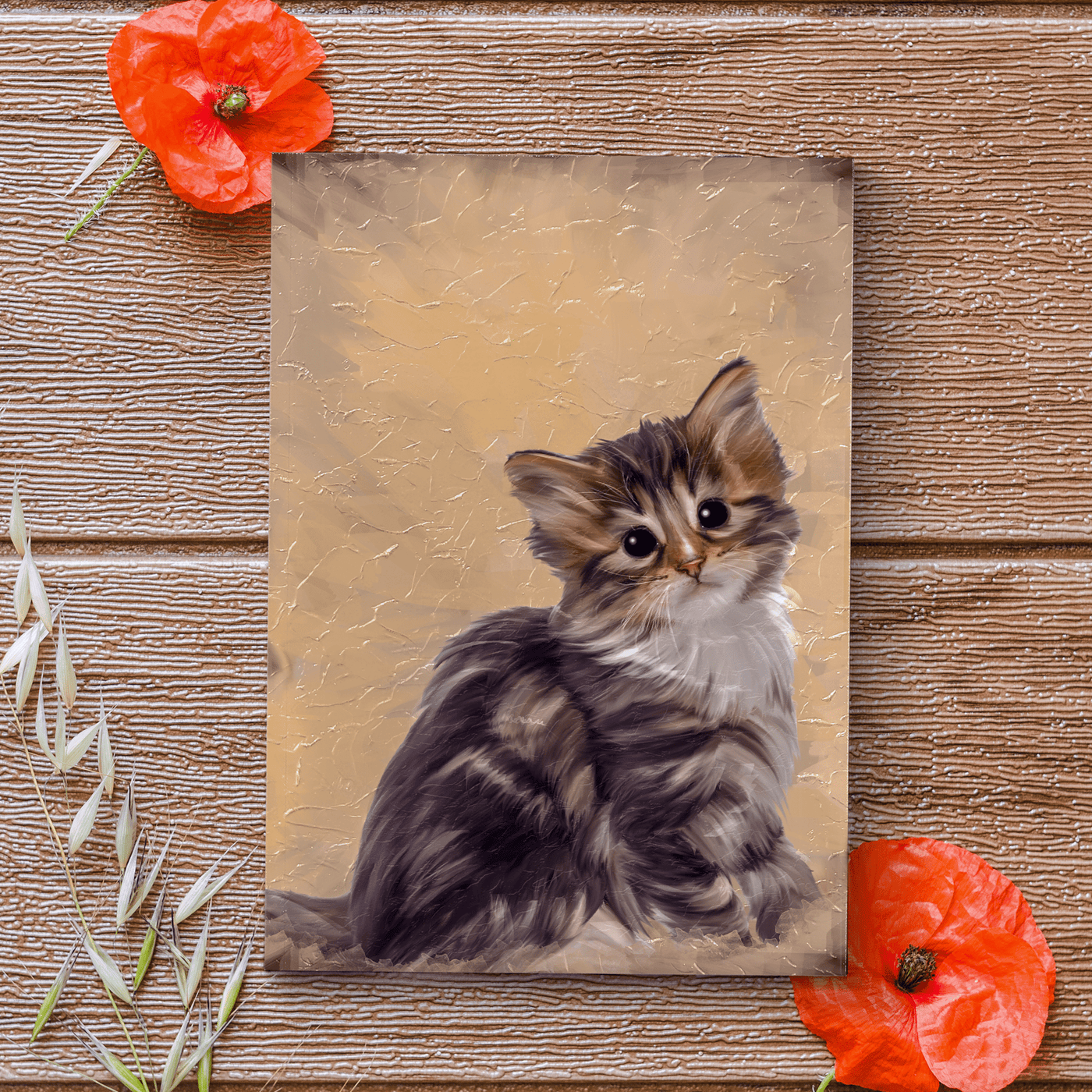 acrylic cat painting of an adorable fur cat