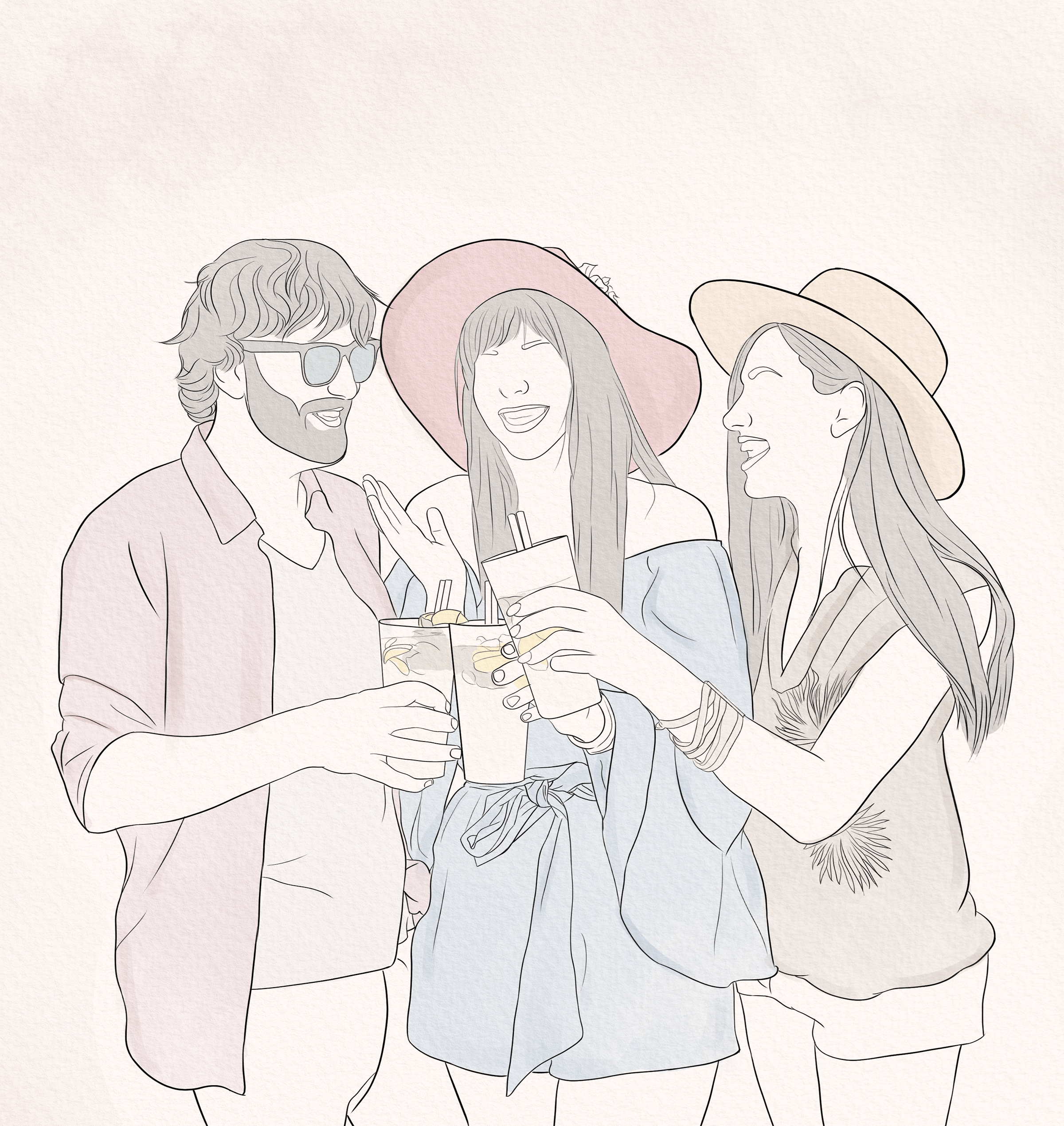 Custom Holiday Line Drawing Art