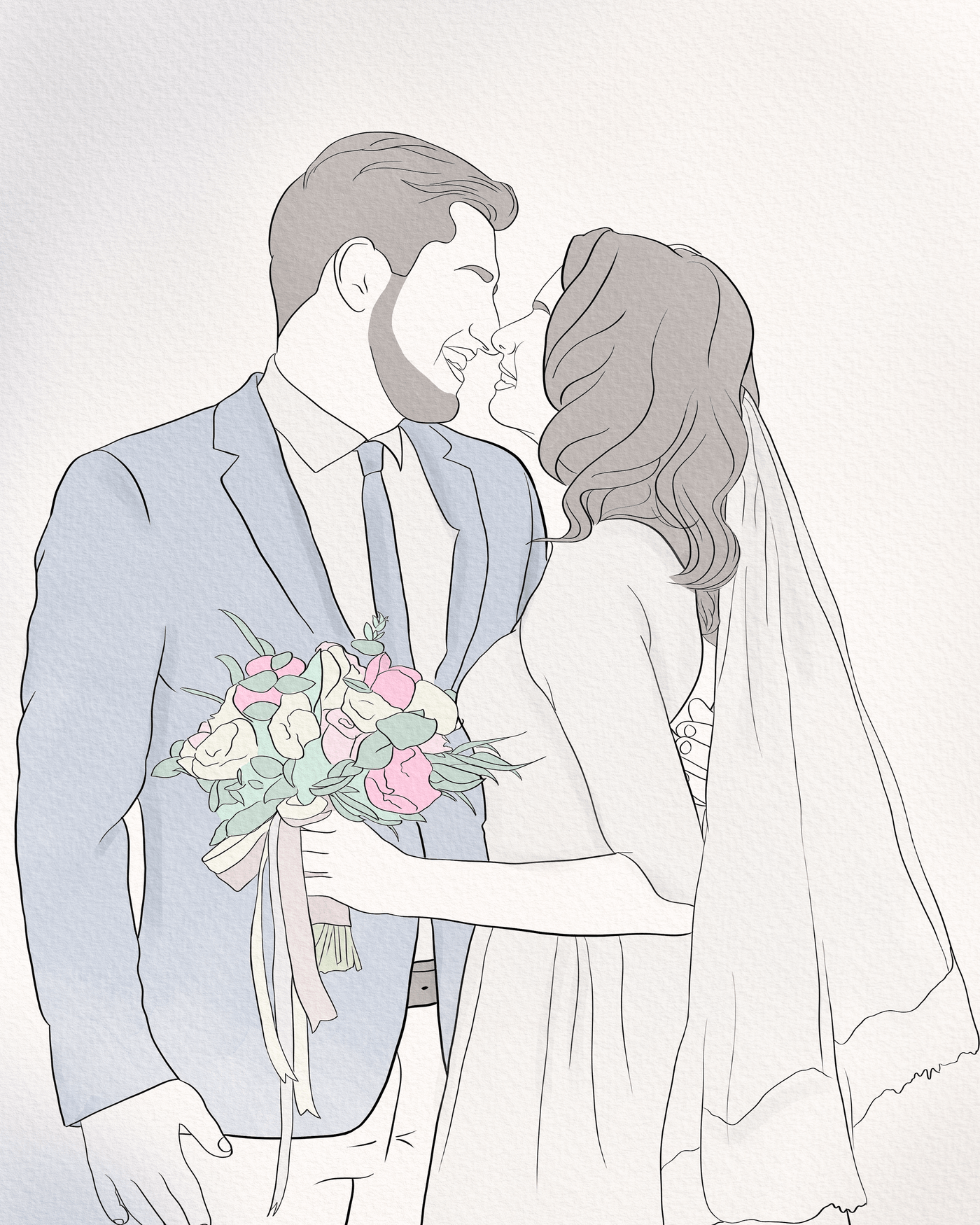 wedding line art of a lovely couple