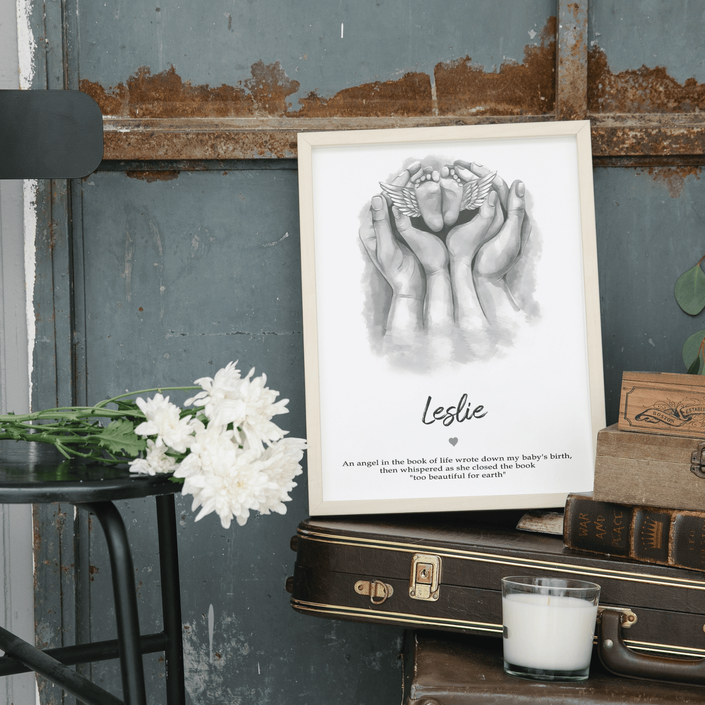 Custom Miscarriage Keepsake | Family Portrait with Angel Baby