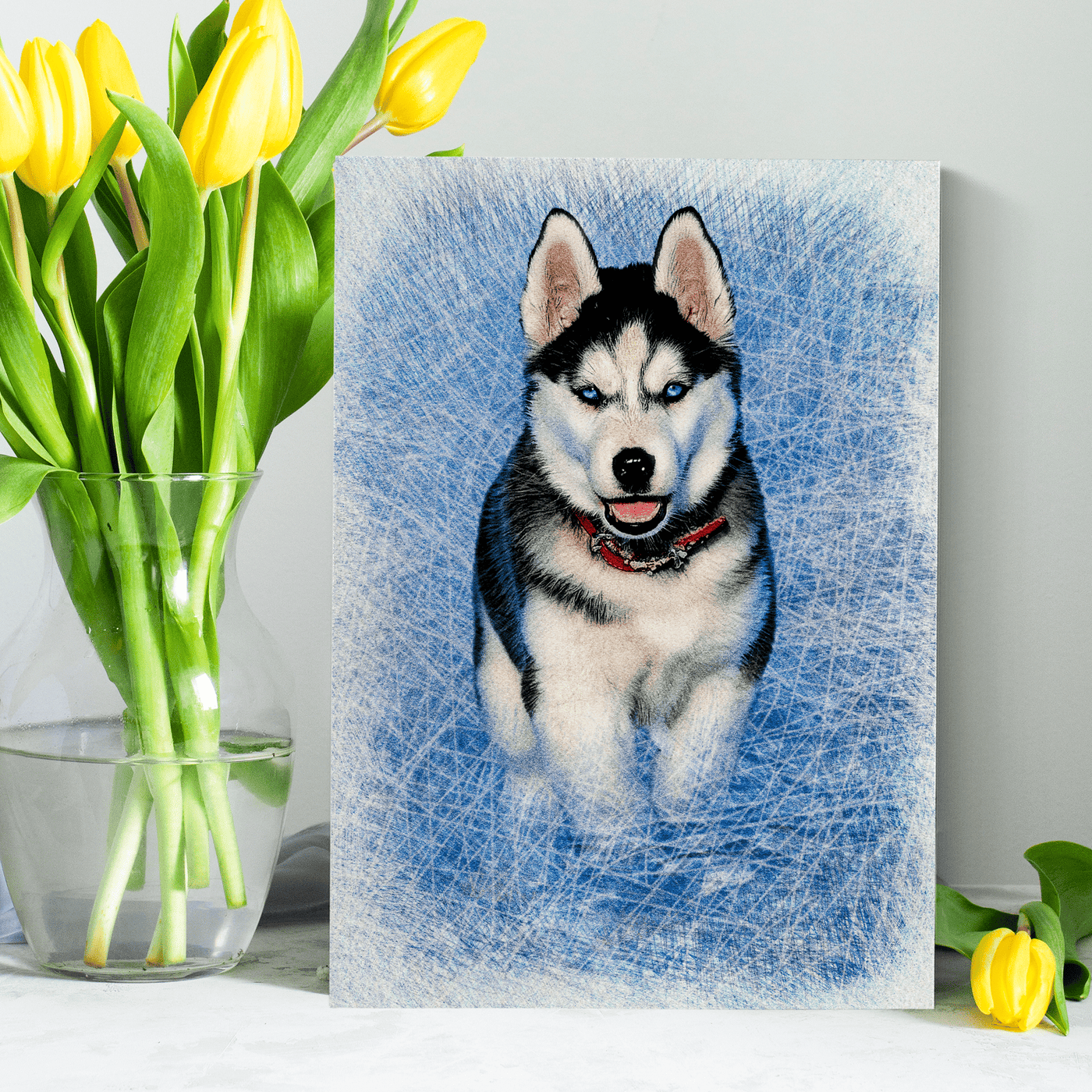 pet colored pencil drawing of an adorable dog