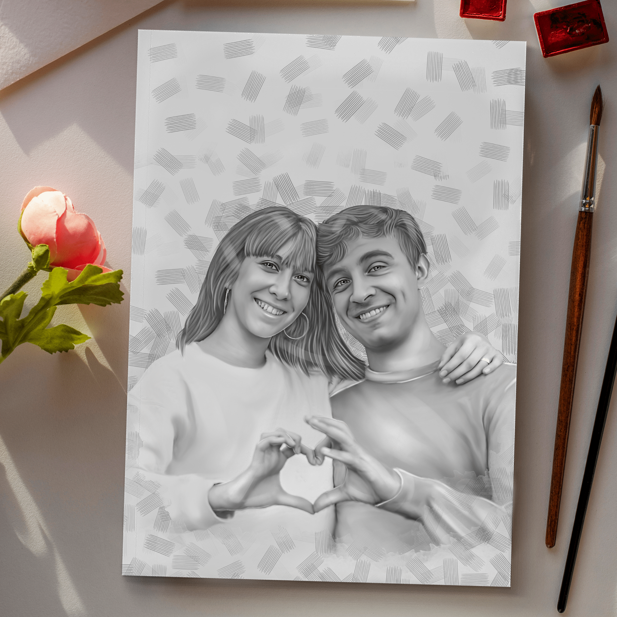 Custom Couple Drawing | Charcoal & Graphite Pencil Illustration