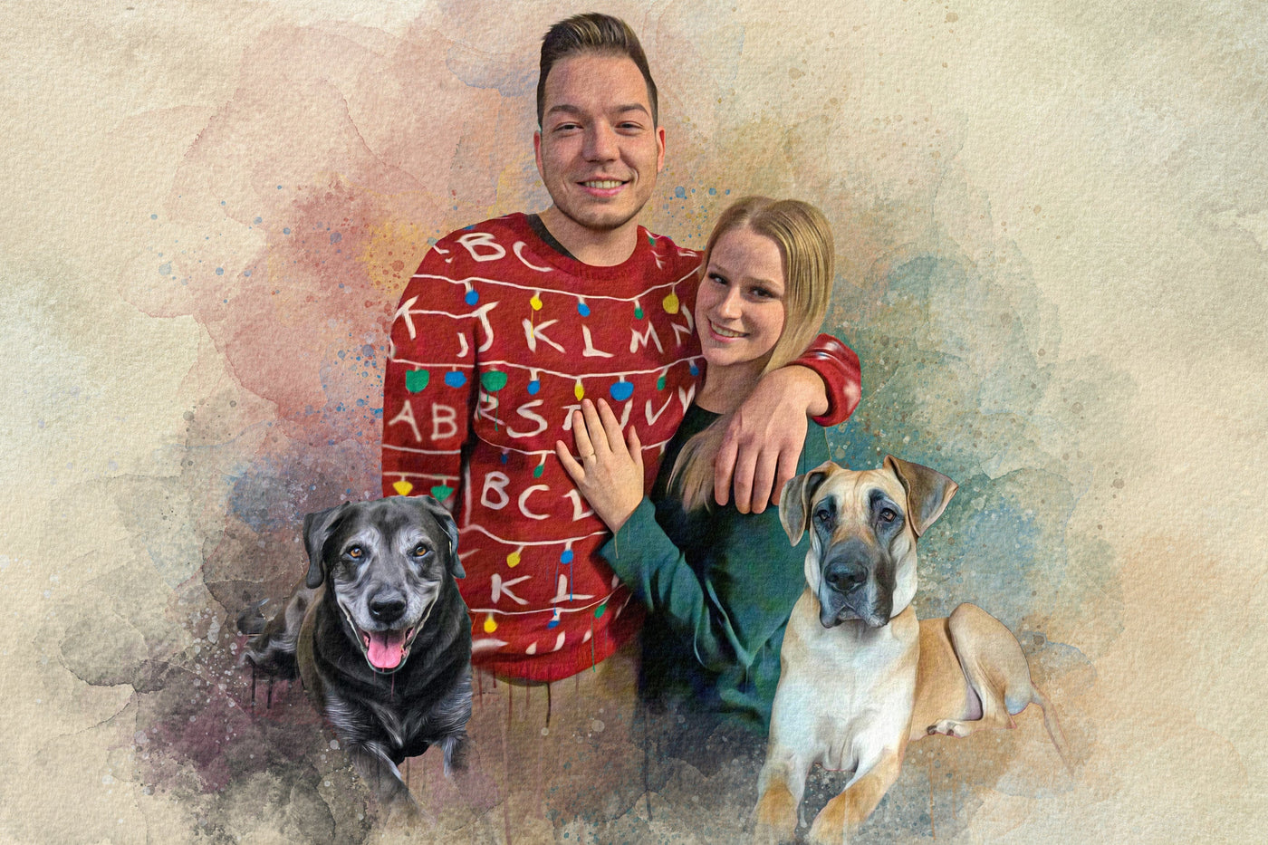 digital art christmas gift of a lovely couple