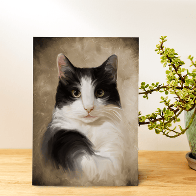 pastel pet portraits of a cute black and white tone cat