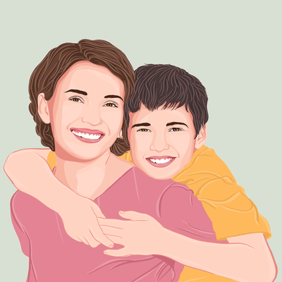 mother vector art of a mom with her son