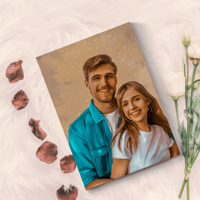 valentine's day pastel portrait of a lovely couple