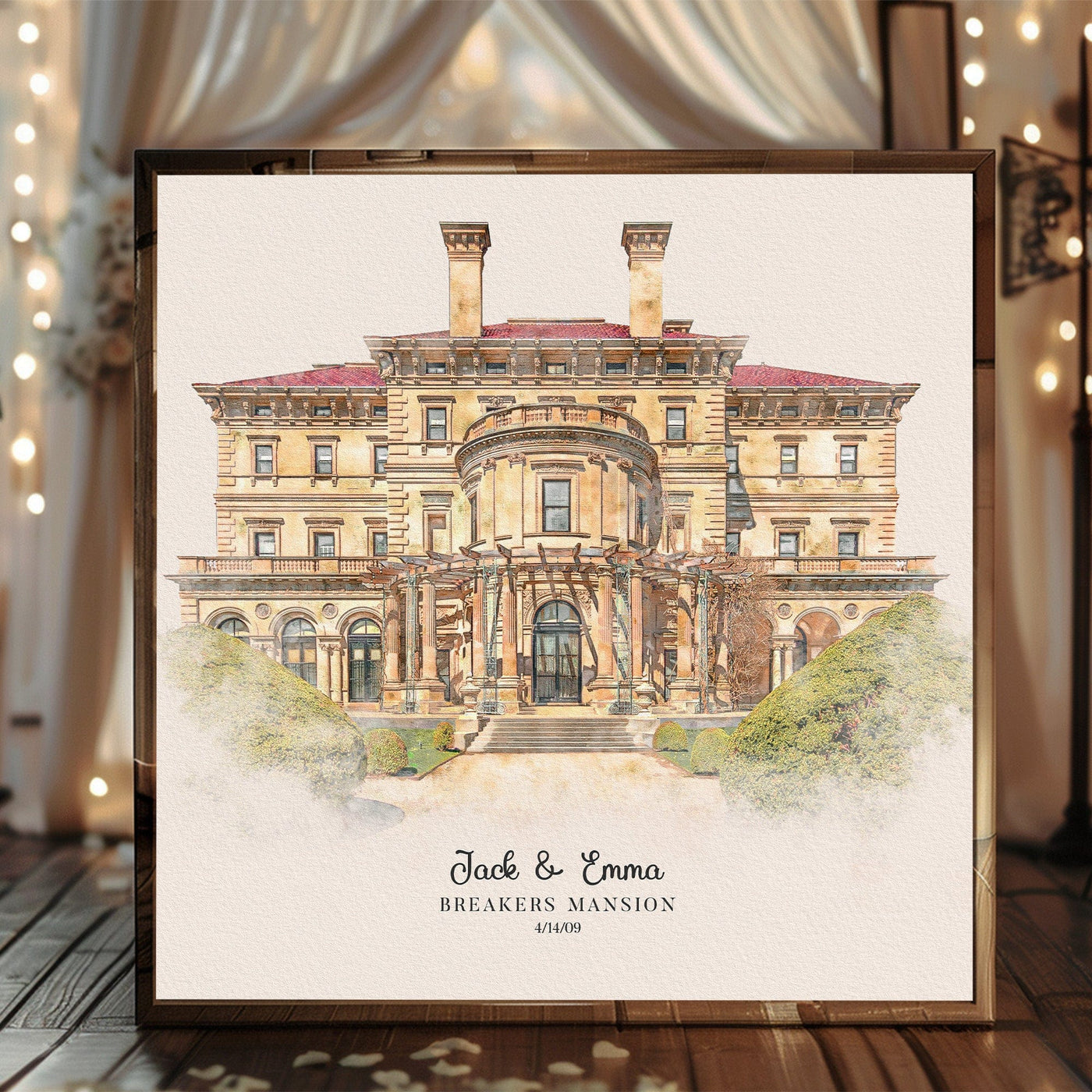 Watercolor Wedding Venue Portrait