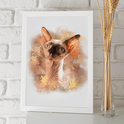 watercolor cat portrait of adorable cat