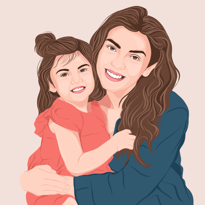 mother vector art of a mom with her daughter