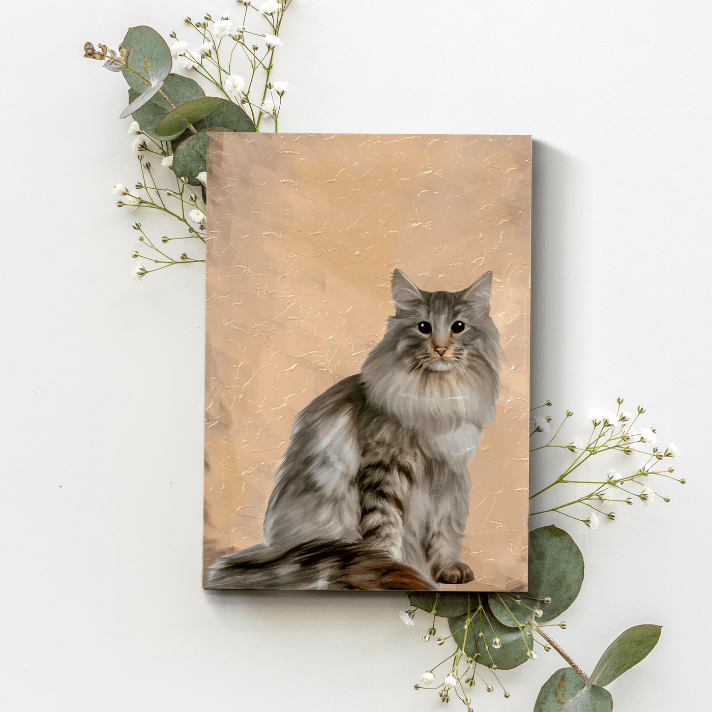 acrylic cat painting of an adorable fur cat