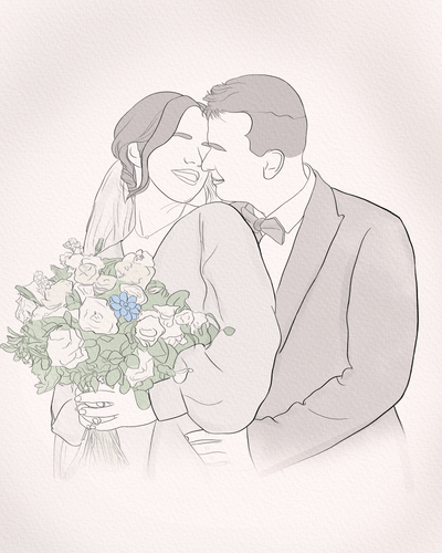 wedding line art of a lovely couple