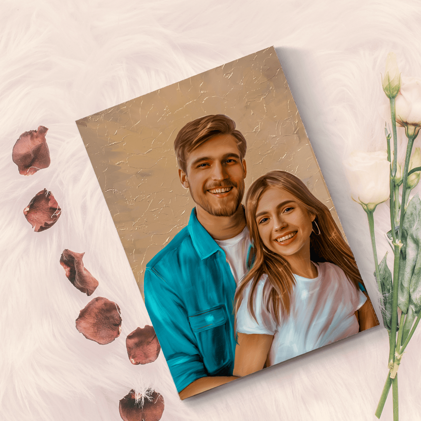 valentines day acrylic painting of a lovely couple