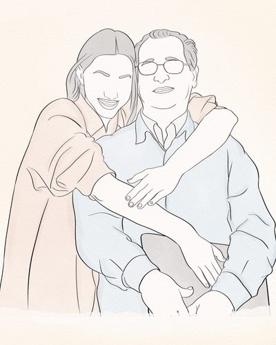 retirement line art of a lovely couple