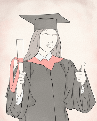 graduation lineart of a graduating female student