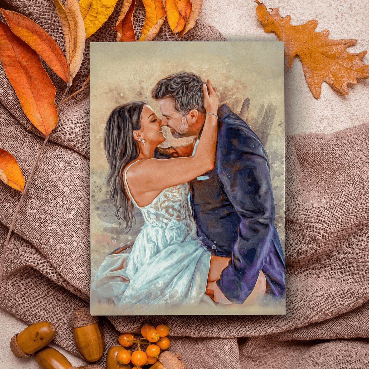 wedding canvas painting of a lovely couple