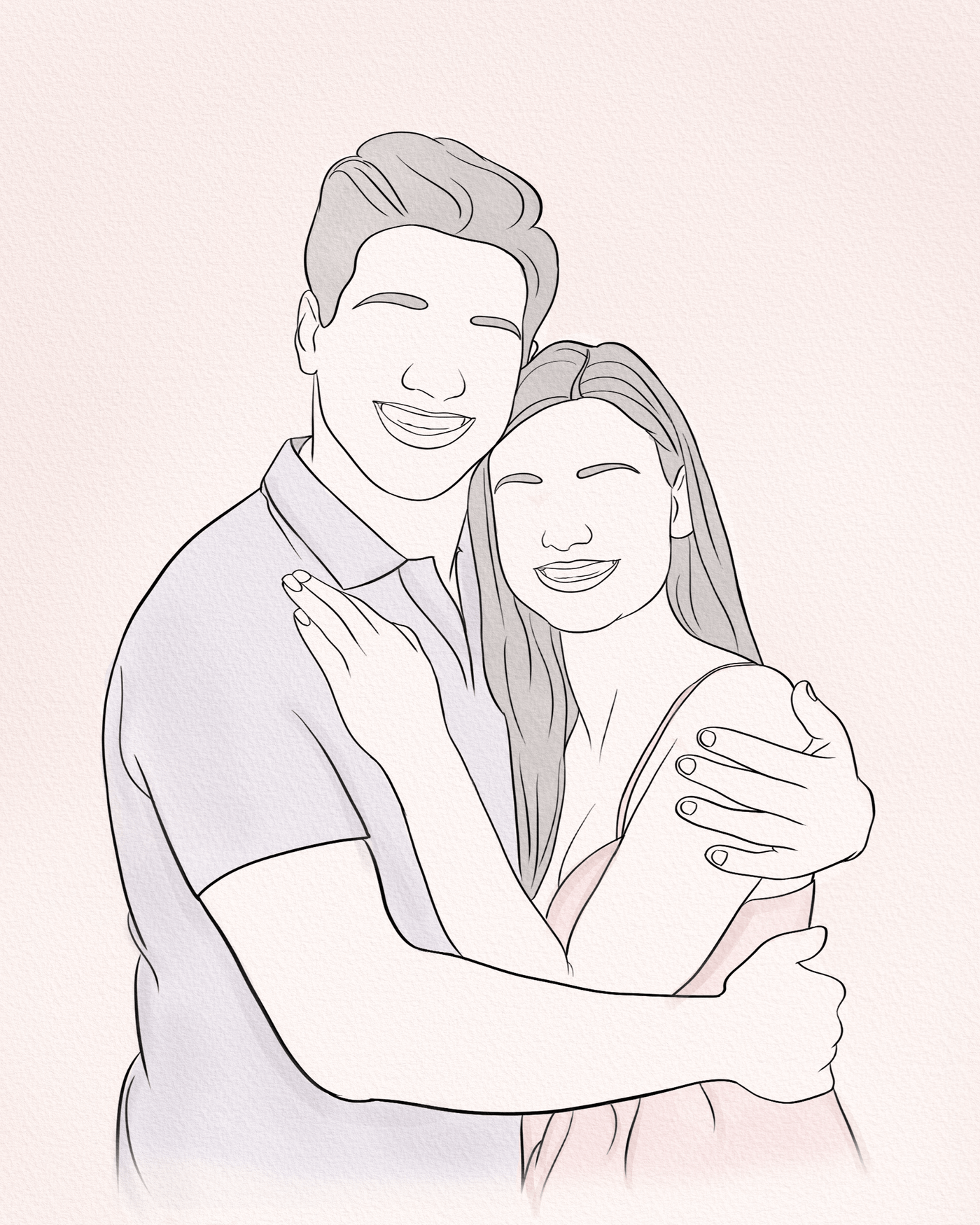 custom line art of a lovely couple