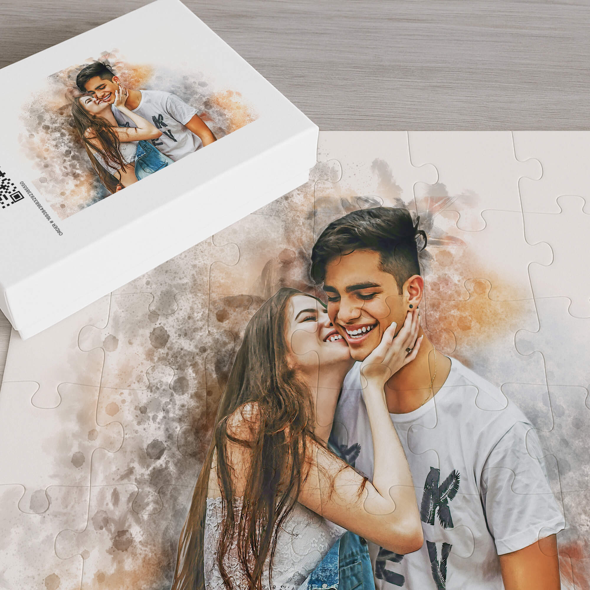 Couple Watercolor Portrait Puzzle