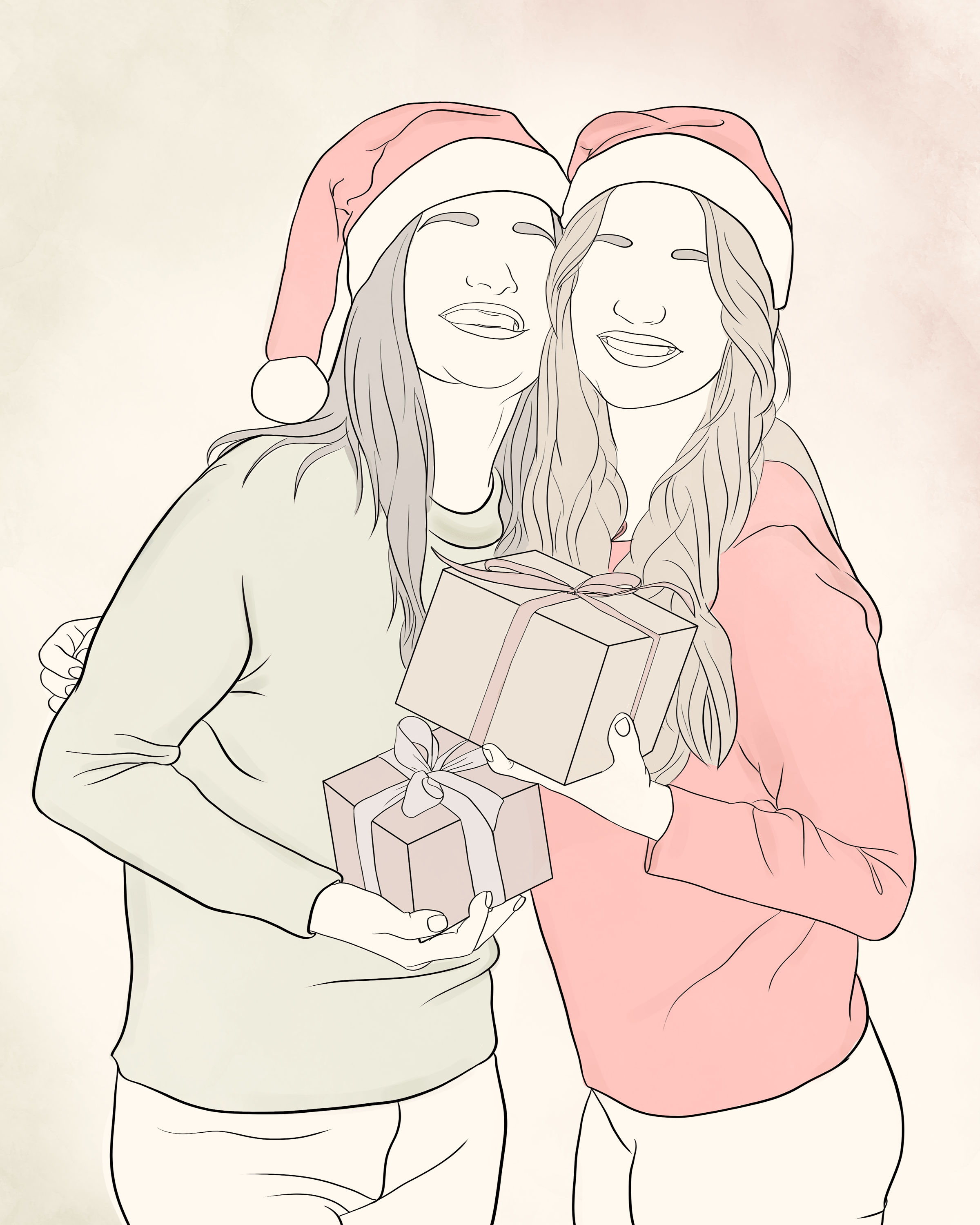 Custom Christmas Art Gift Lineart