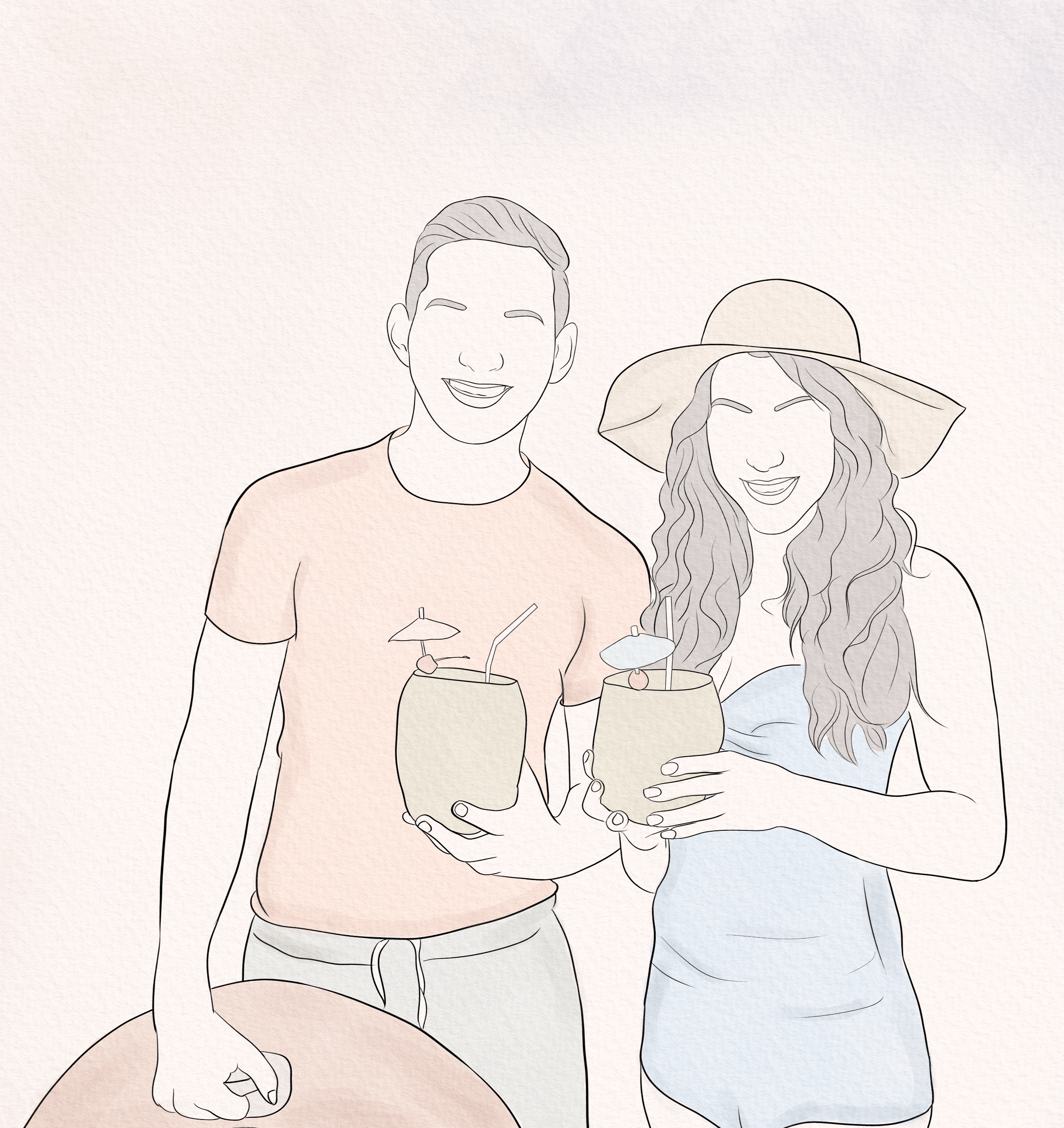 Custom Holiday Line Drawing Art