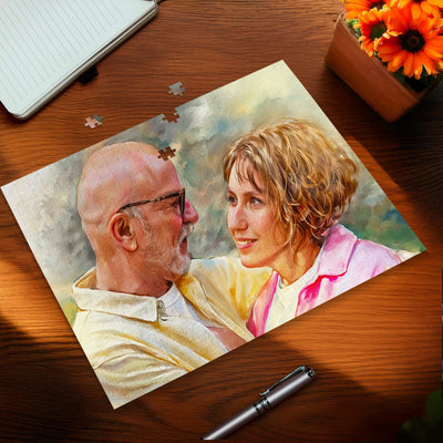 Couple Watercolor Portrait Puzzle