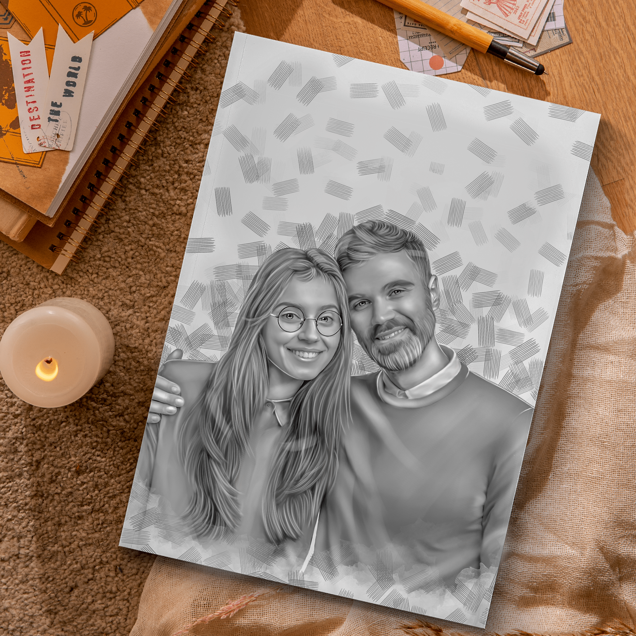 Custom Couple Drawing | Charcoal & Graphite Pencil Illustration
