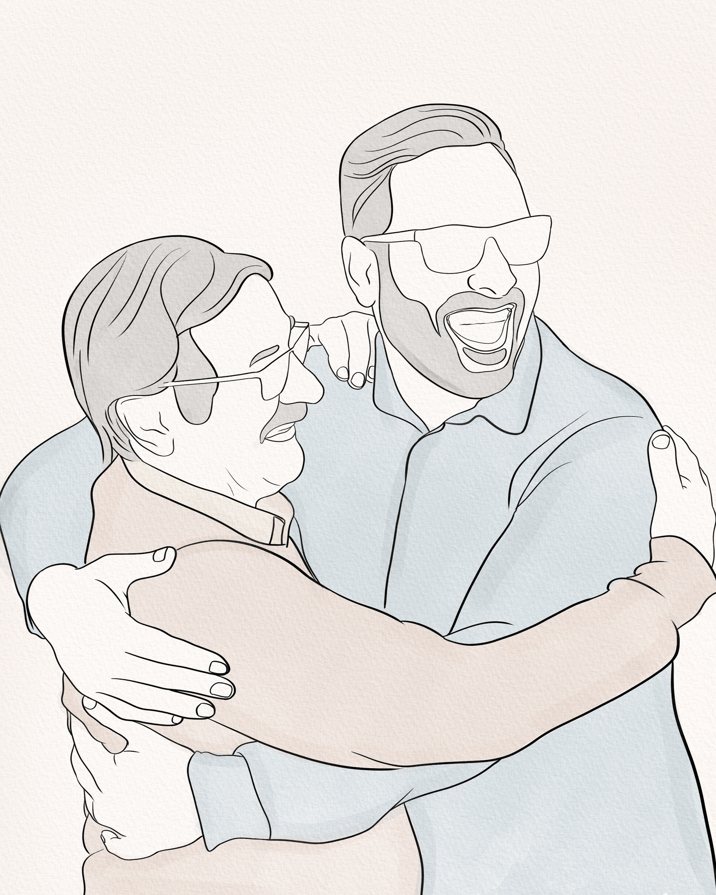 retirement line art two close friends