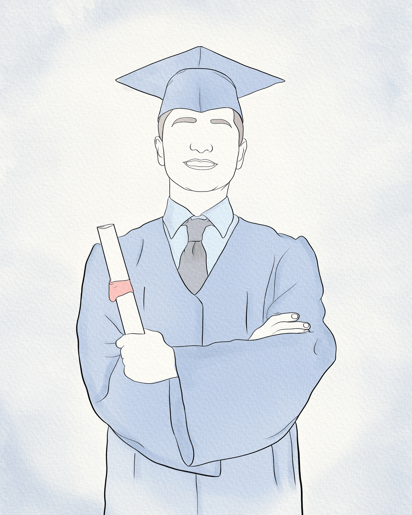 graduation lineart of a graduating male student