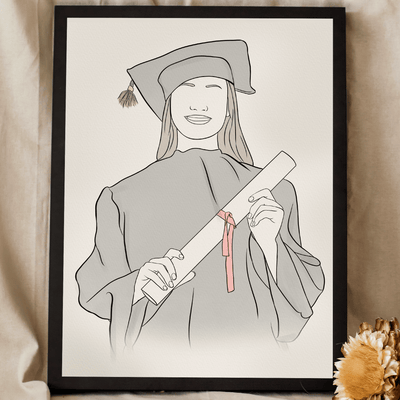 graduation lineart of a graduating female student