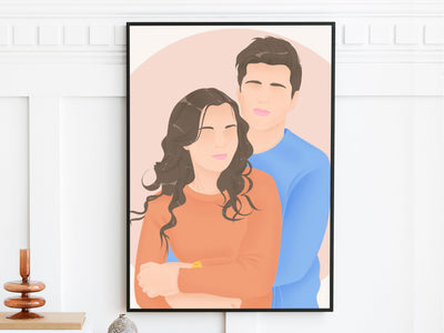 minimalist faceless portraits of a happy couple