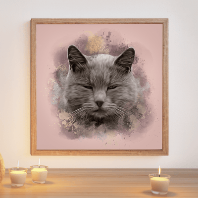 cat paintings on canvas of a gray furred cat