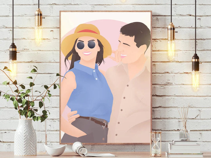 custom vector art of a lovely couple