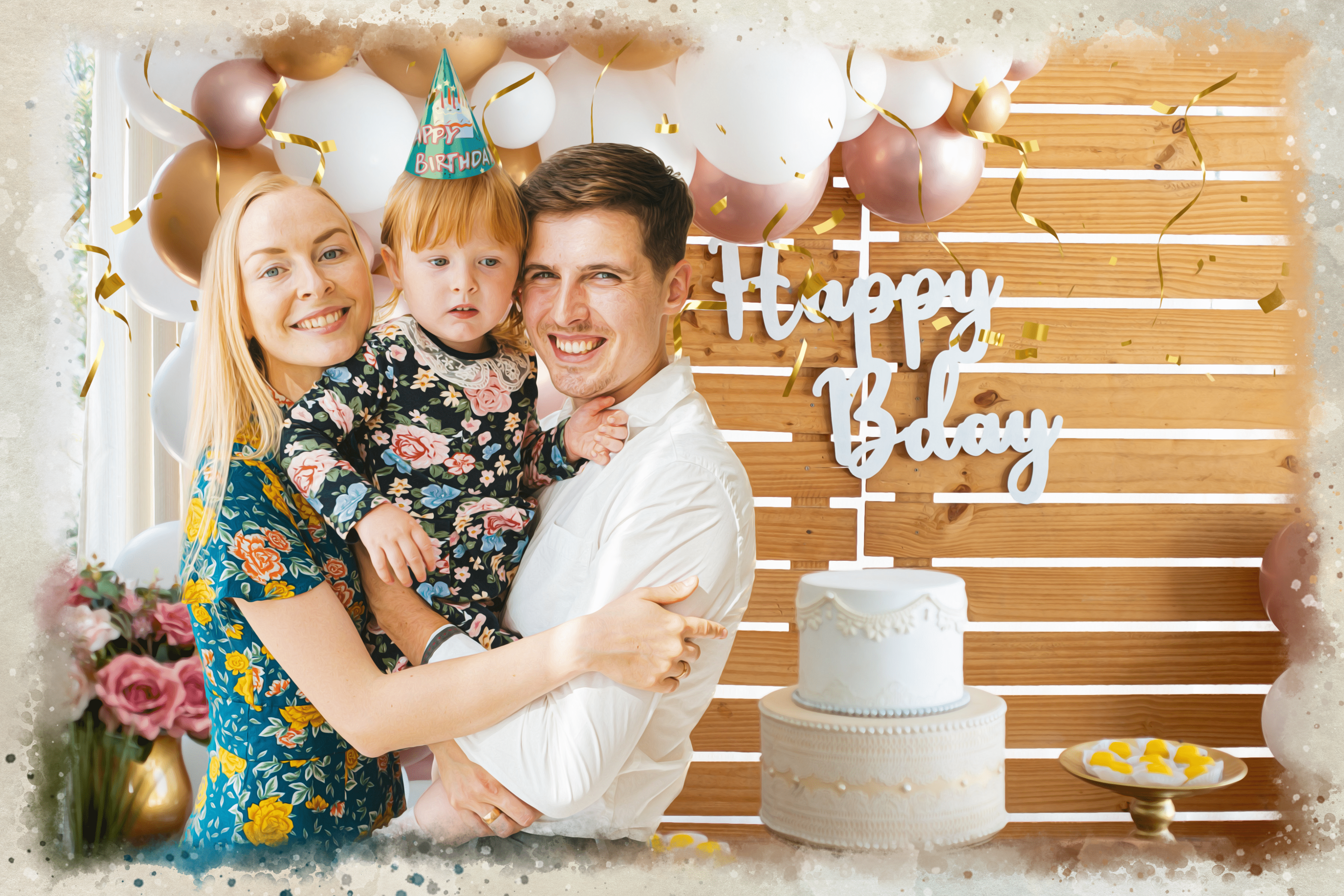 Custom Watercolor Birthday Painting