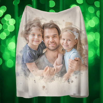 Custom Family Watercolor Portrait Blanket