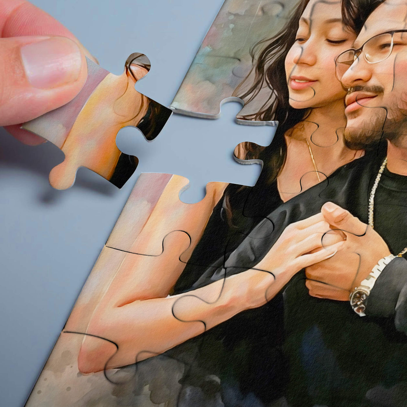 Couple Watercolor Portrait Puzzle