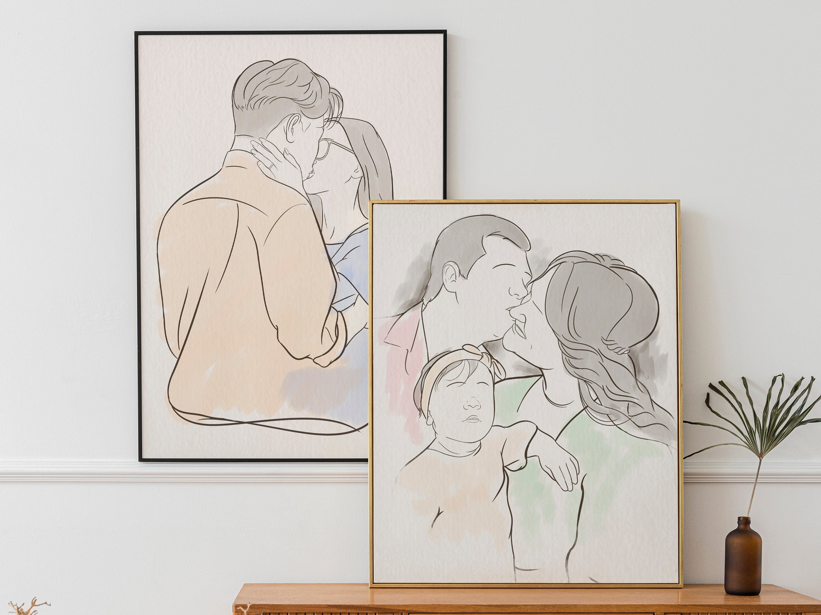 Custom Couple Line Art Drawing | Minimalist Line Art