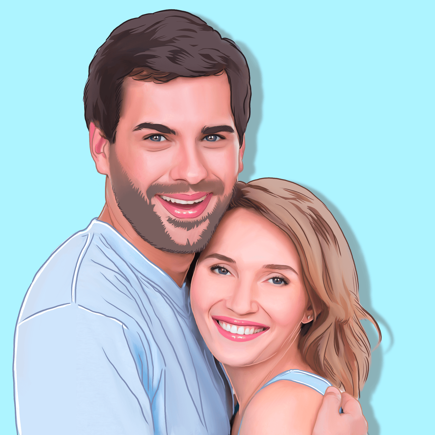 custom watercolor portrait of a lovely couple