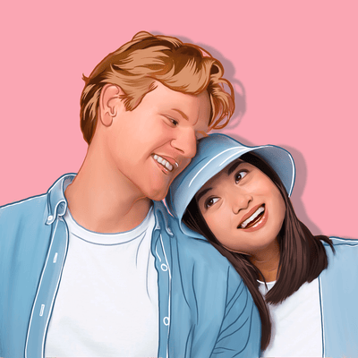 girlfriend vector art of a lovely couple