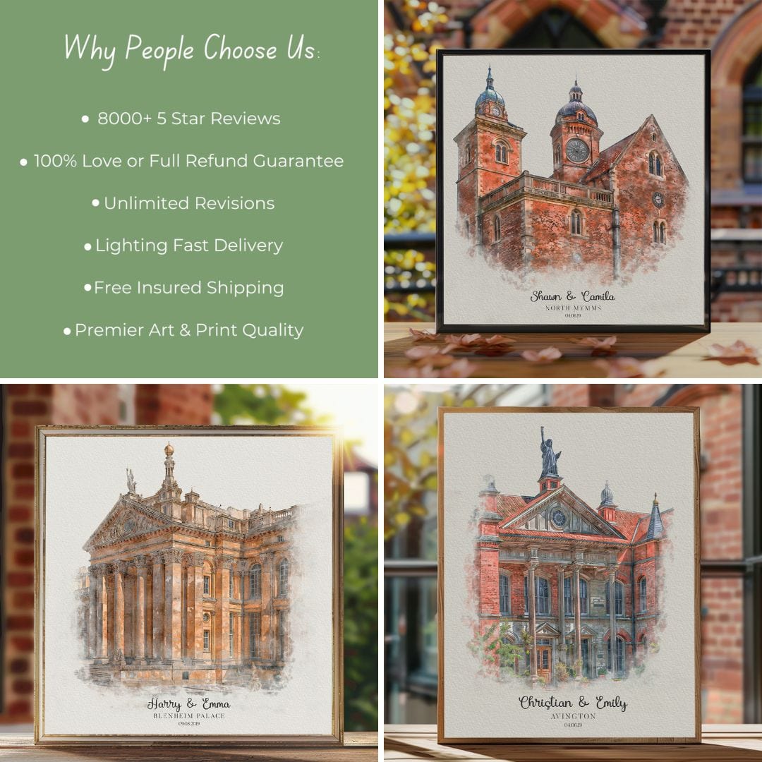 Watercolor Wedding Venue Portrait