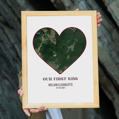 Custom Heart Map Art | Our First Kiss Location