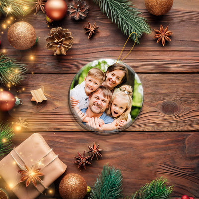 Personalized Acrylic Circle Christmas Ornament with Picture