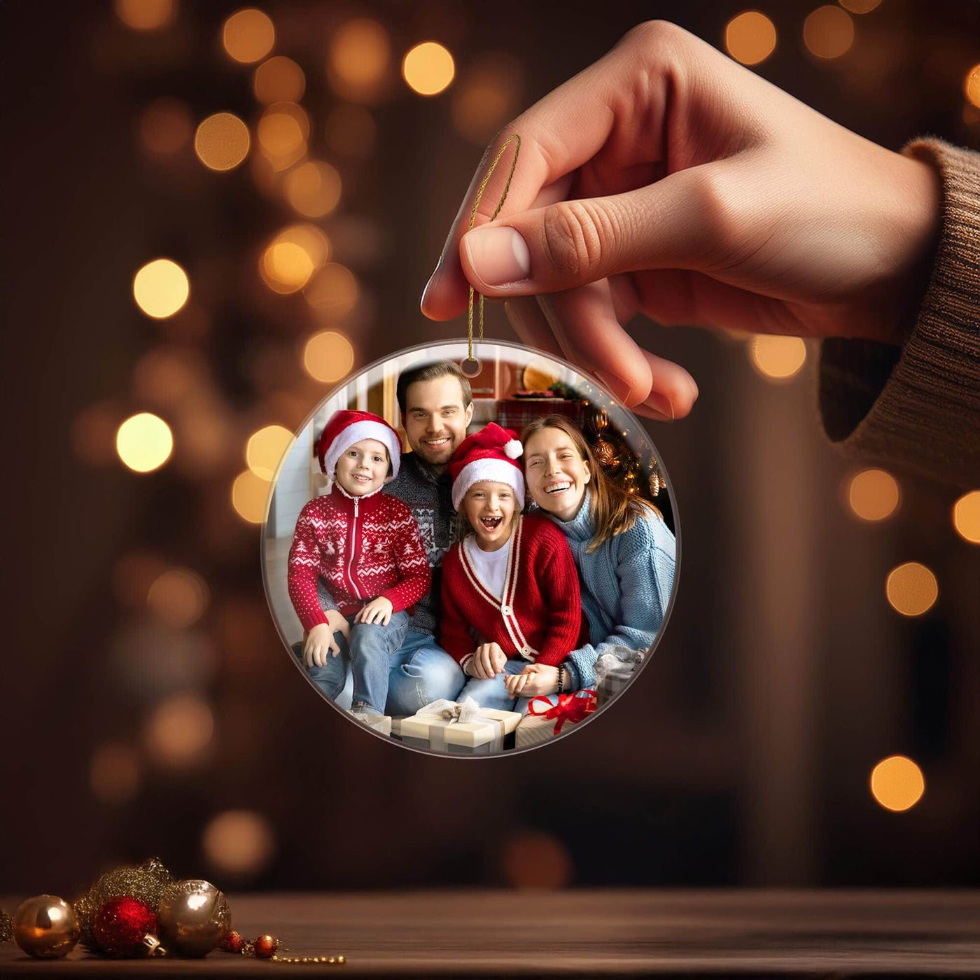 Personalized Acrylic Circle Christmas Ornament with Picture